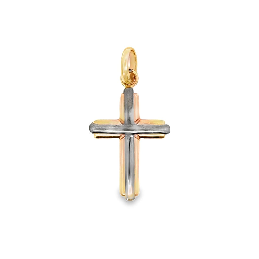 18K Rose and Black Gold Italian Made Cross Pendant (2.94g)