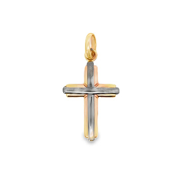 18K Rose and Black Gold Italian Made Cross Pendant (2.94g)