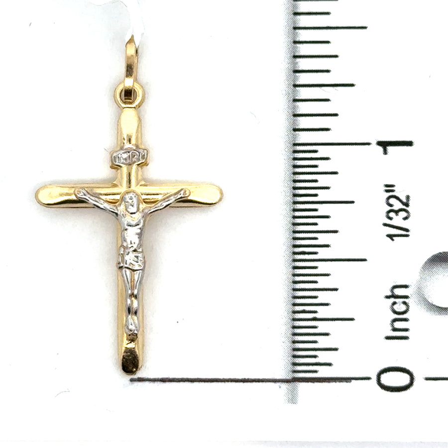 14kt Two-Tone Italian Made Crucifix Pendant (1.55g)