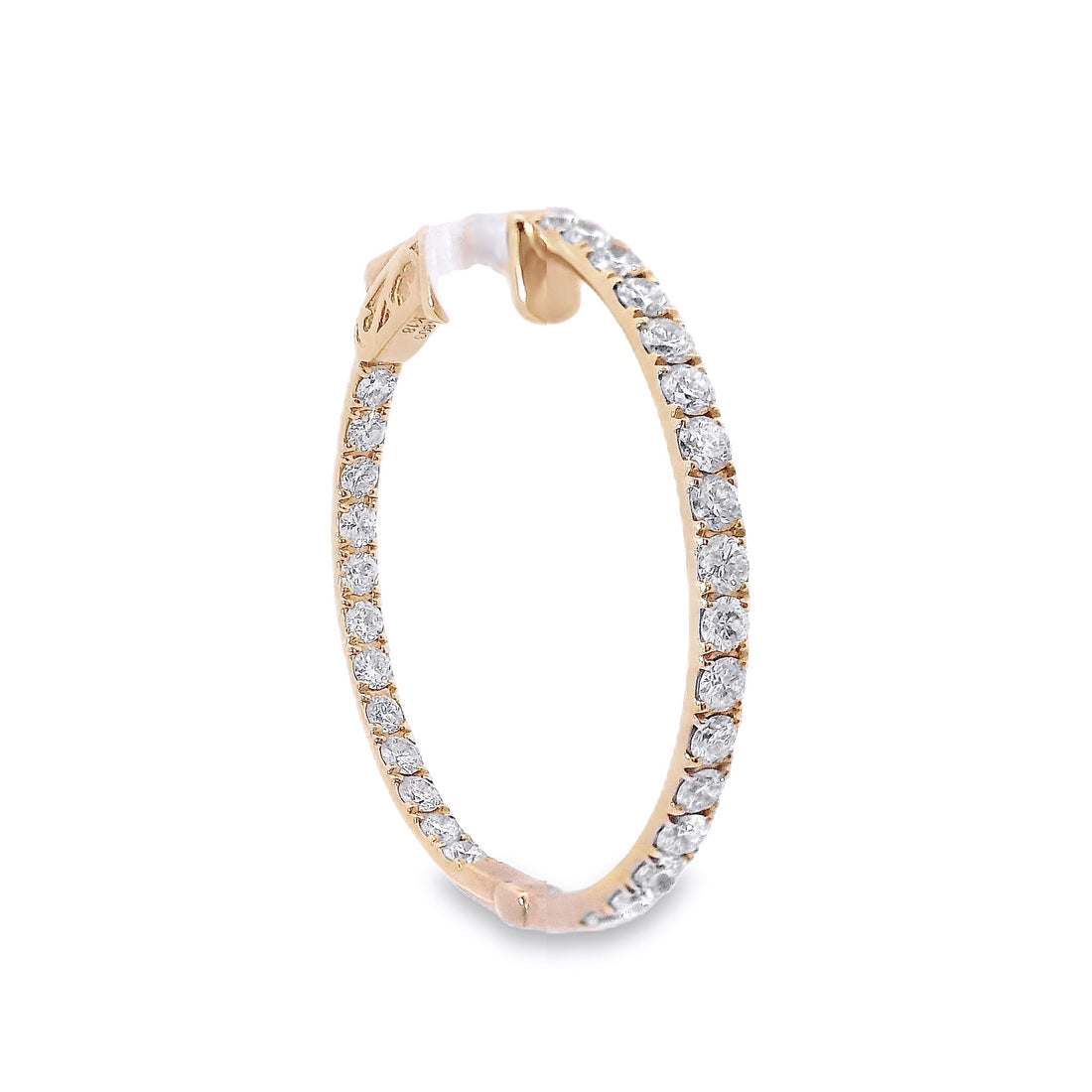 18kt Rosé Gold Natural Diamonds Medium Hoop Earrings (1.8ct)