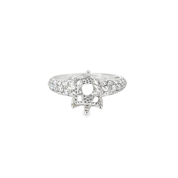 18kt White Gold Pave Natural Diamonds Semi-Mount Ring (0.85ct)