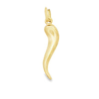 18kt Yellow Gold 40mm Italian Made Horn Pendant (2.0g)