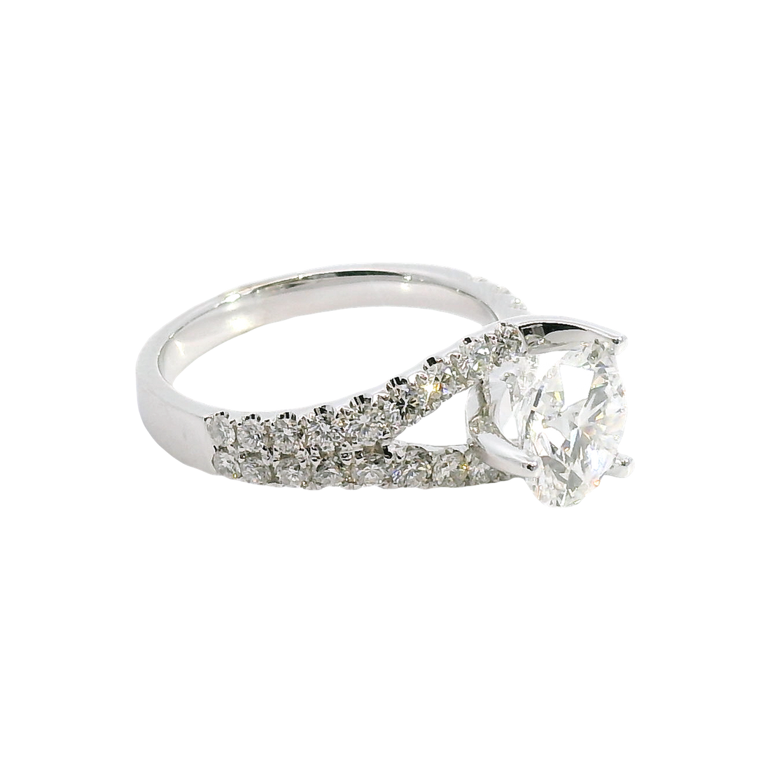 18kt White Gold Contemporary Natural Diamonds Semi-Mount Ring (0.71ct)