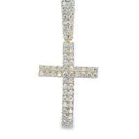 14kt Yellow Gold Lab-Grown Round Diamonds Cross Pendant (.56ct)