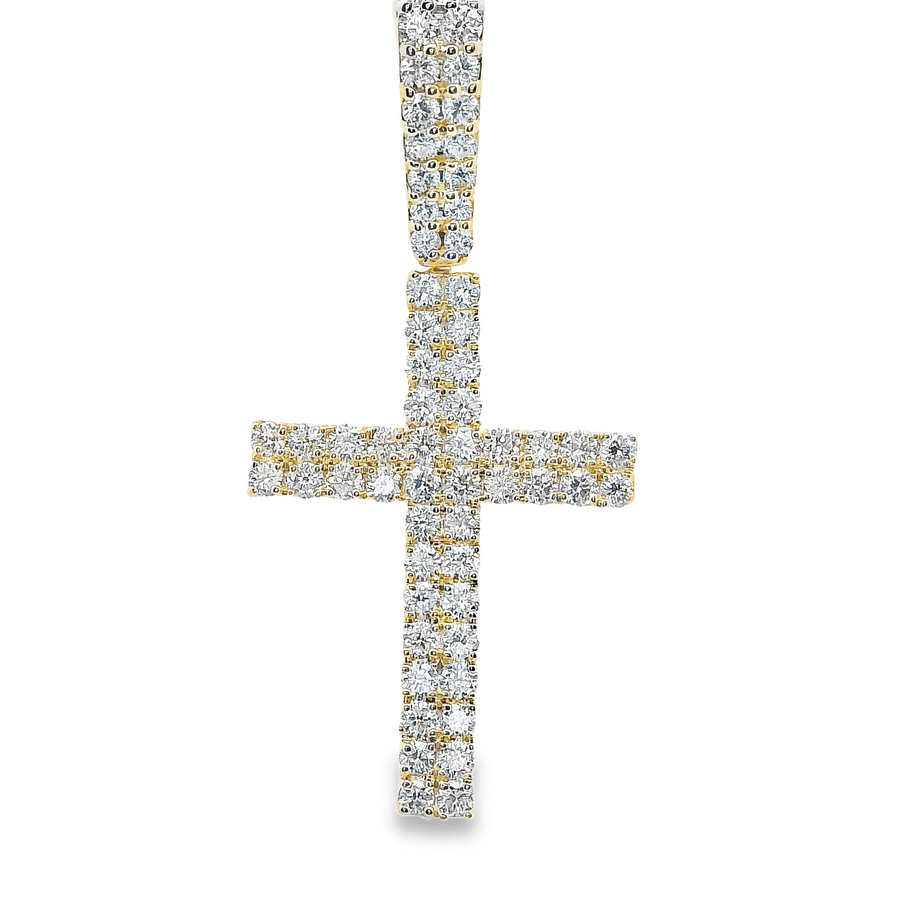 14kt Yellow Gold Lab-Grown Round Diamonds Cross Pendant (.56ct)