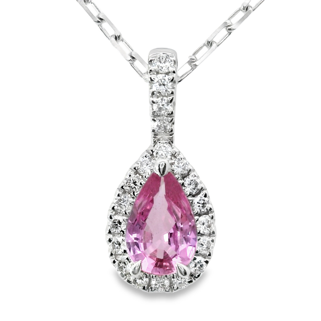 18kt White Gold Natural Diamonds And Natural Sapphire Pendant (0.51ct)