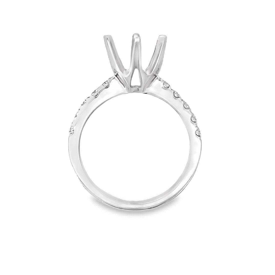 18kt White Gold Prong Set Natural Diamonds Semi-Mount Ring (0.34ct)