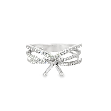 18kt White Gold Twist Natural Diamonds Semi-Mount Ring (0.35ct)