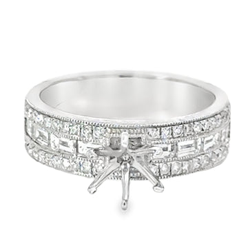 18kt White Gold Channel Natural Diamonds Semi-Mount Ring (0.8ct)