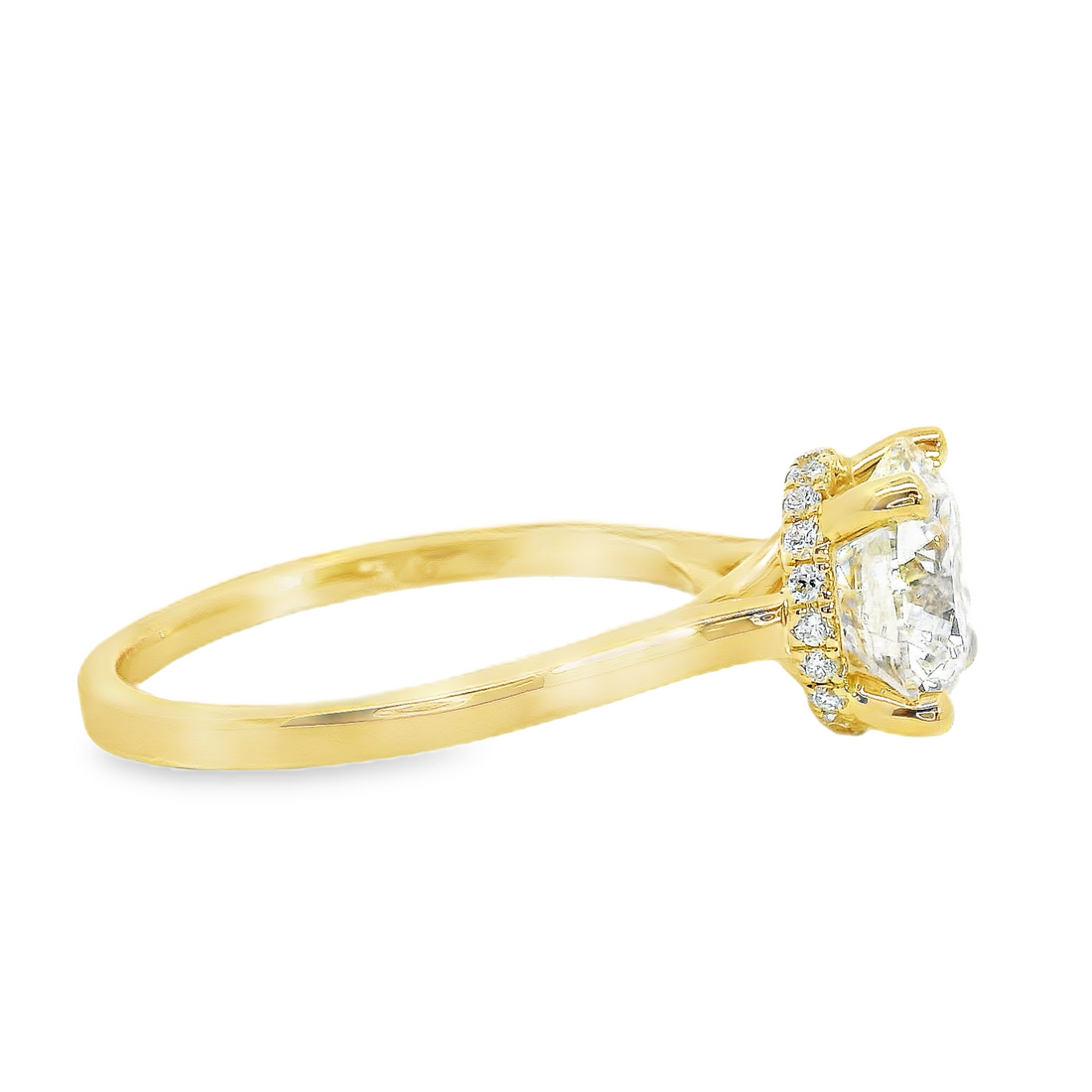 18kt Yellow Gold Lab-Grown Round Diamond and Natural Round Diamond Engagement Ring (2.15ct)