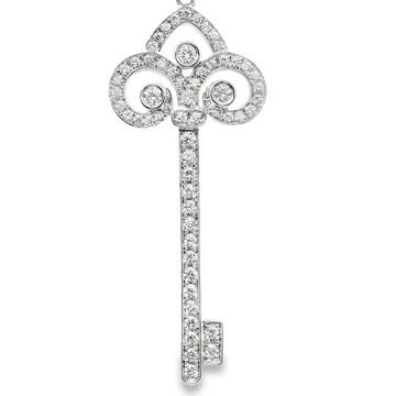 18kt White Gold Natural Diamond Key Pendant (0.6ct)