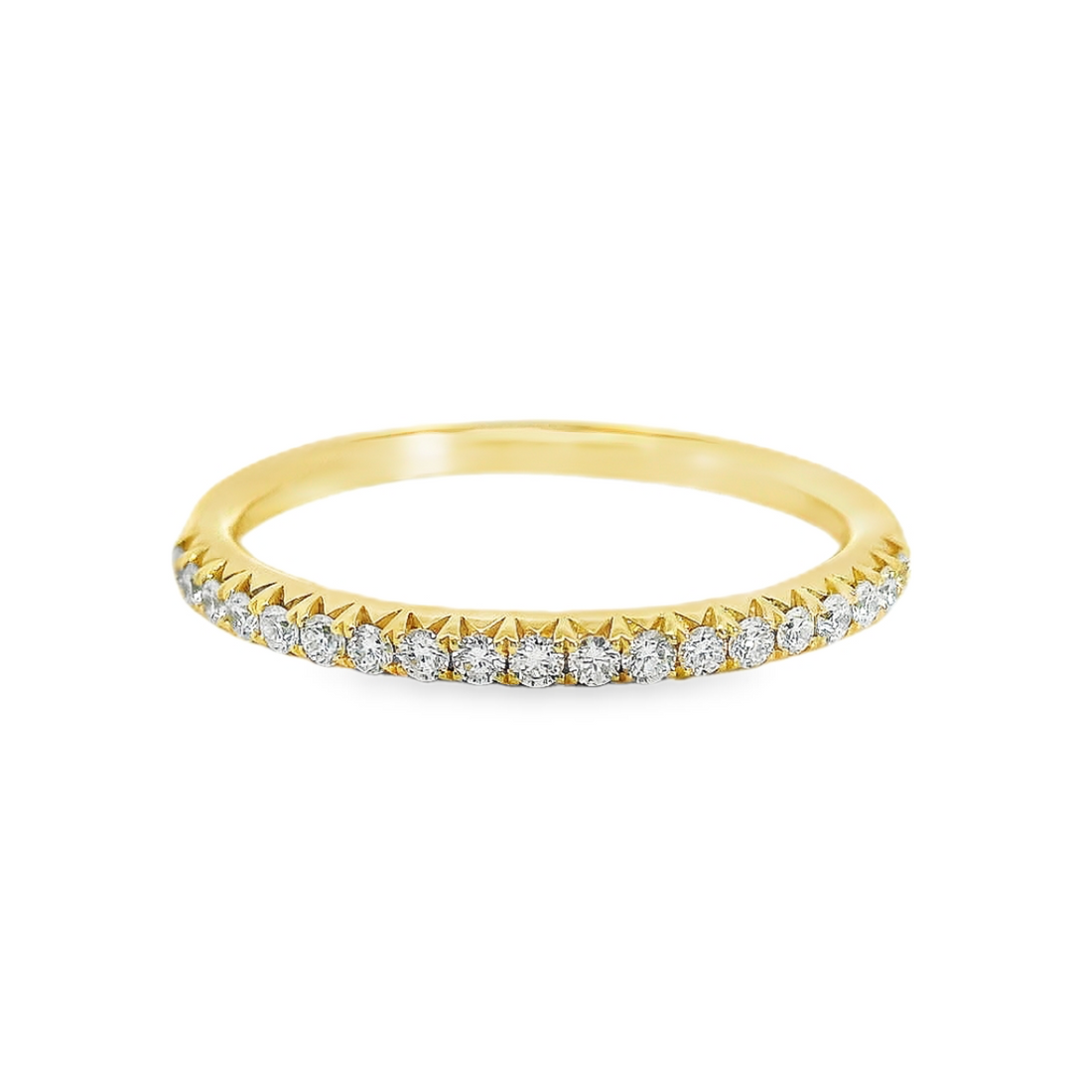 18kt Yellow Gold Natural Full-Cut Diamond French Pave Wedding Ring (0.19ct)