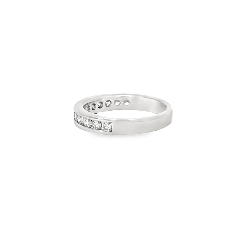 18K White Gold Natural Round Diamond Wedding Ring (.67ct)