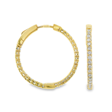 14kt Yellow Gold Natural Diamonds Medium Hoop Earrings (1.06ct)