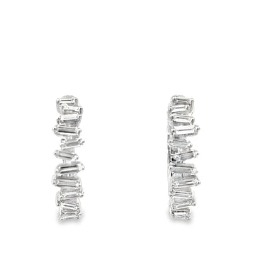 18kt White Gold Diamond Baguette Hoop Earrings (.78ct)