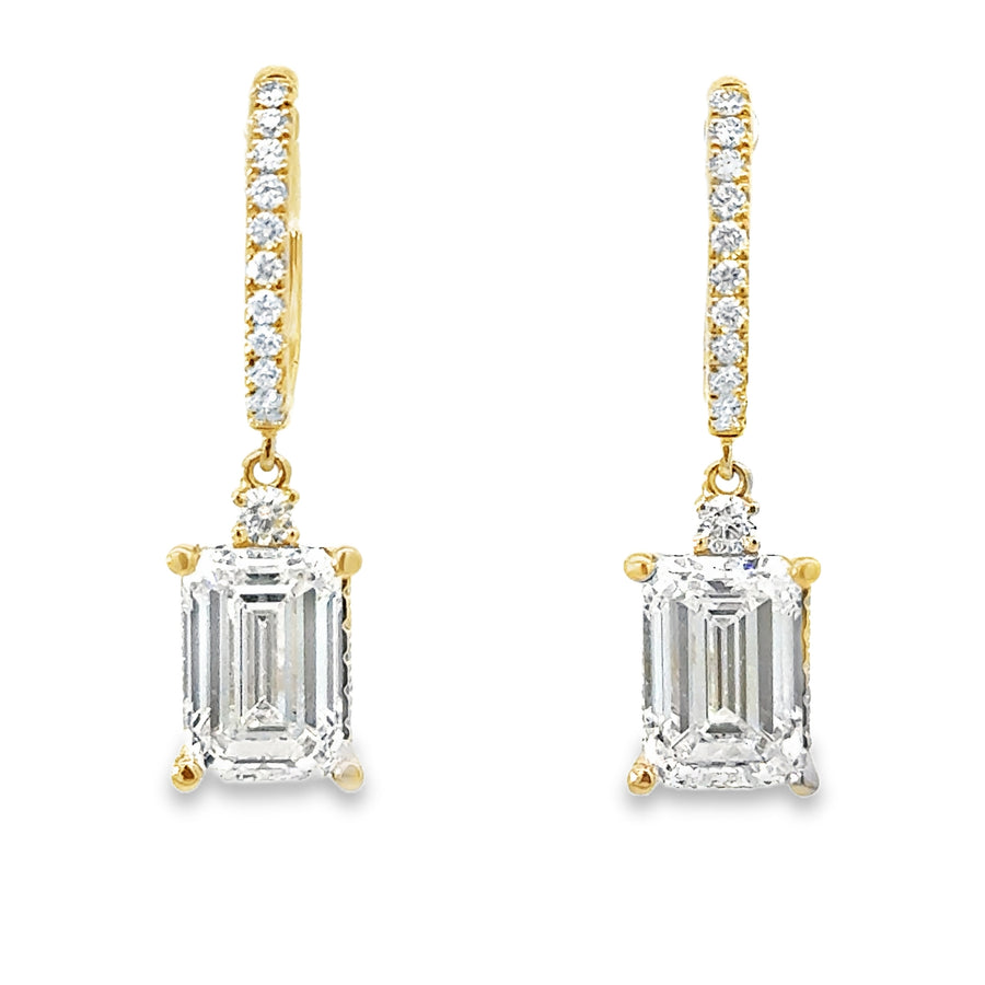 18kt Yellow Gold Emerald Lab-Grown Diamond Drop Earrings (4.63ctw)