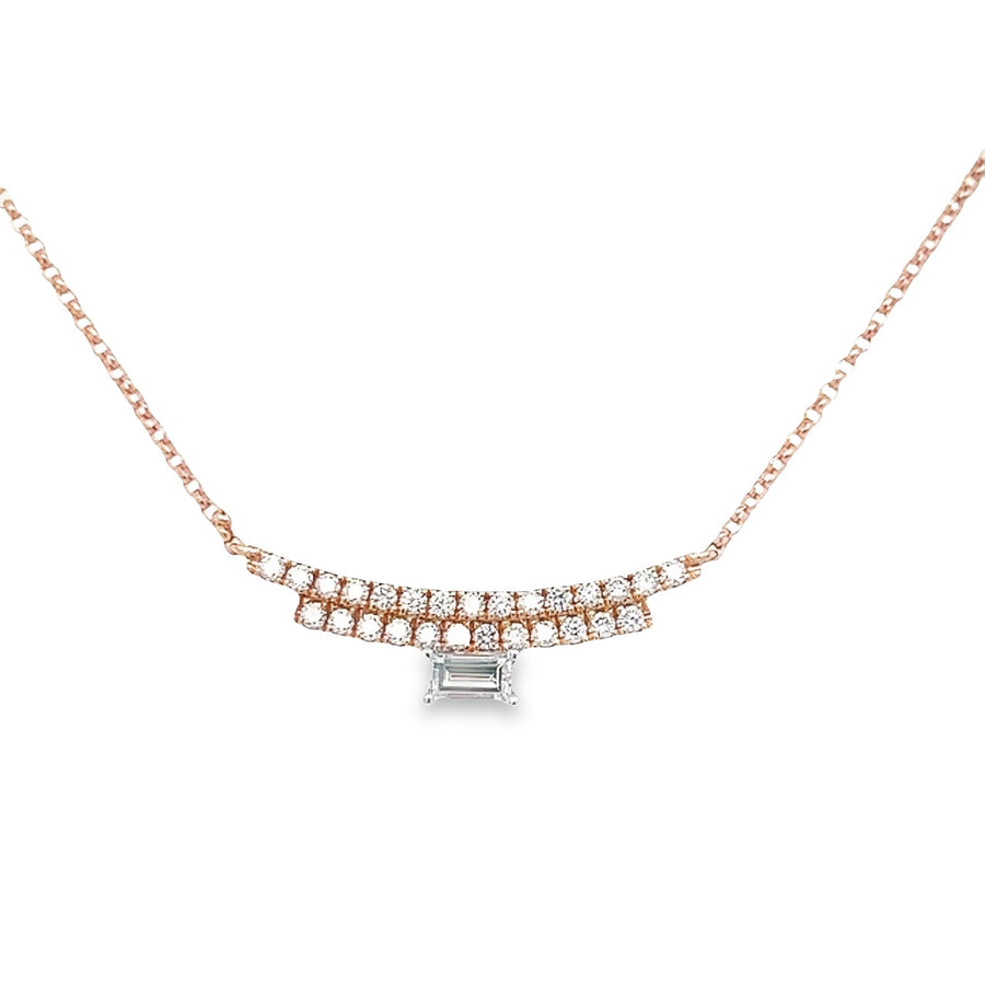 18kt Rosé Gold Natural Diamond Bar Pendant (0.34ct)