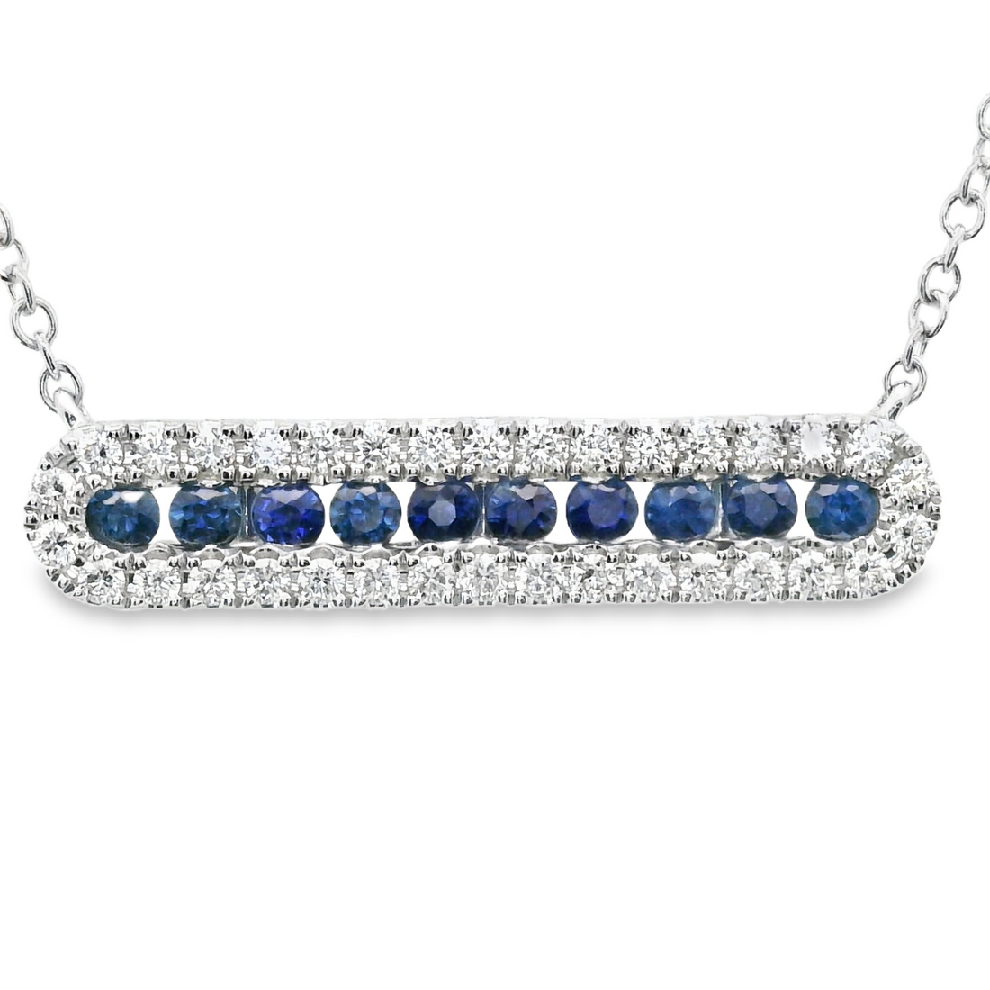 18kt White Gold Natural Sapphires And Natural Diamonds Pendant (0.82ct)