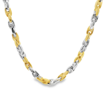 18kt Two-Tone 24" Italian Made Fancy Link Chain (32.32g)