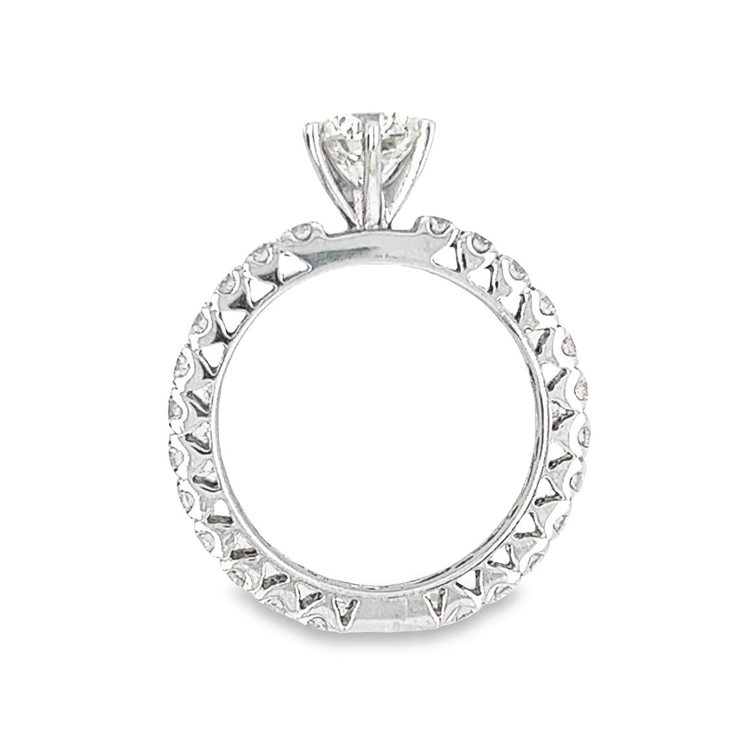 18K White Gold Center Natural Round Diamond Engagement Ring (1.01ct)