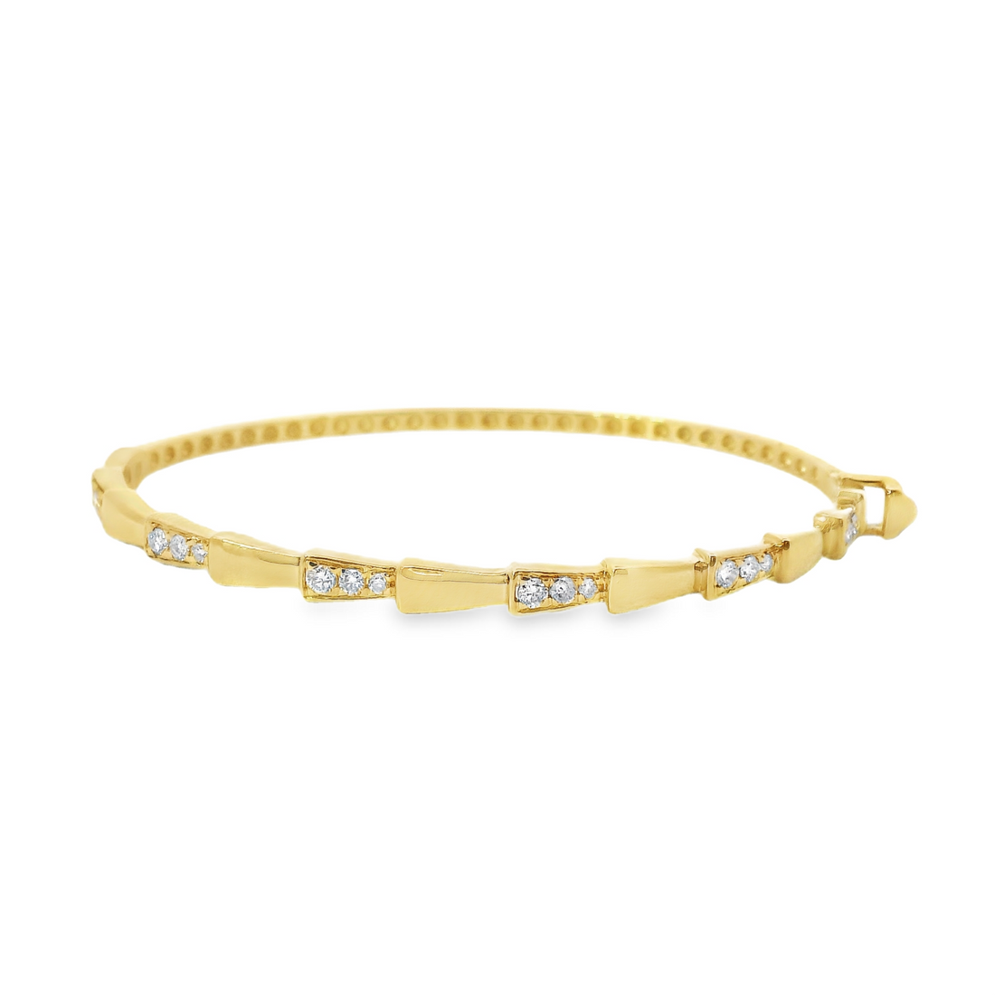 18kt Yellow Gold 6.5" Round Natural Diamonds Bangle Bracelet (.50ct)