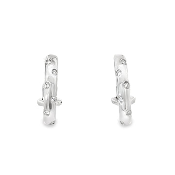 18kt White Gold Natural Diamonds Medium Hoop Earrings (0.18ct)