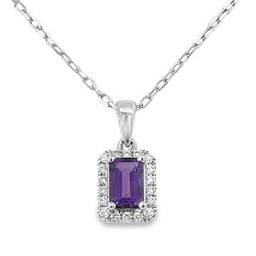 18kt White Gold Natural Amethyst And Natural Diamonds Pendant (0.58ct)