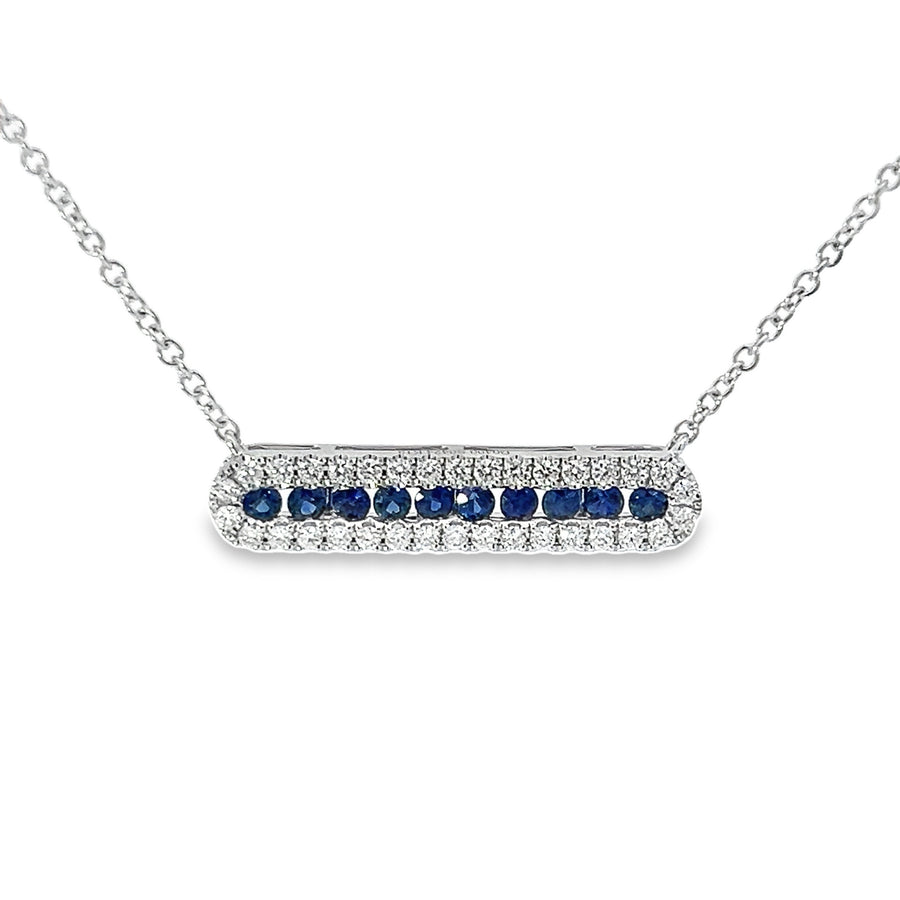 18kt White Gold Natural Sapphires And Natural Diamonds Pendant (0.82ct)