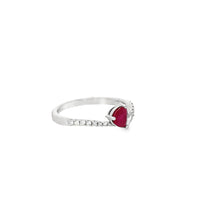 18kt White Gold Pear Natural Ruby and Pear Natural Diamond Ring (0.84ct)