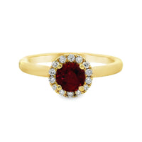 18kt Yellow Gold Round Natural Ruby and Round Natural Diamonds Ring (0.68ct)