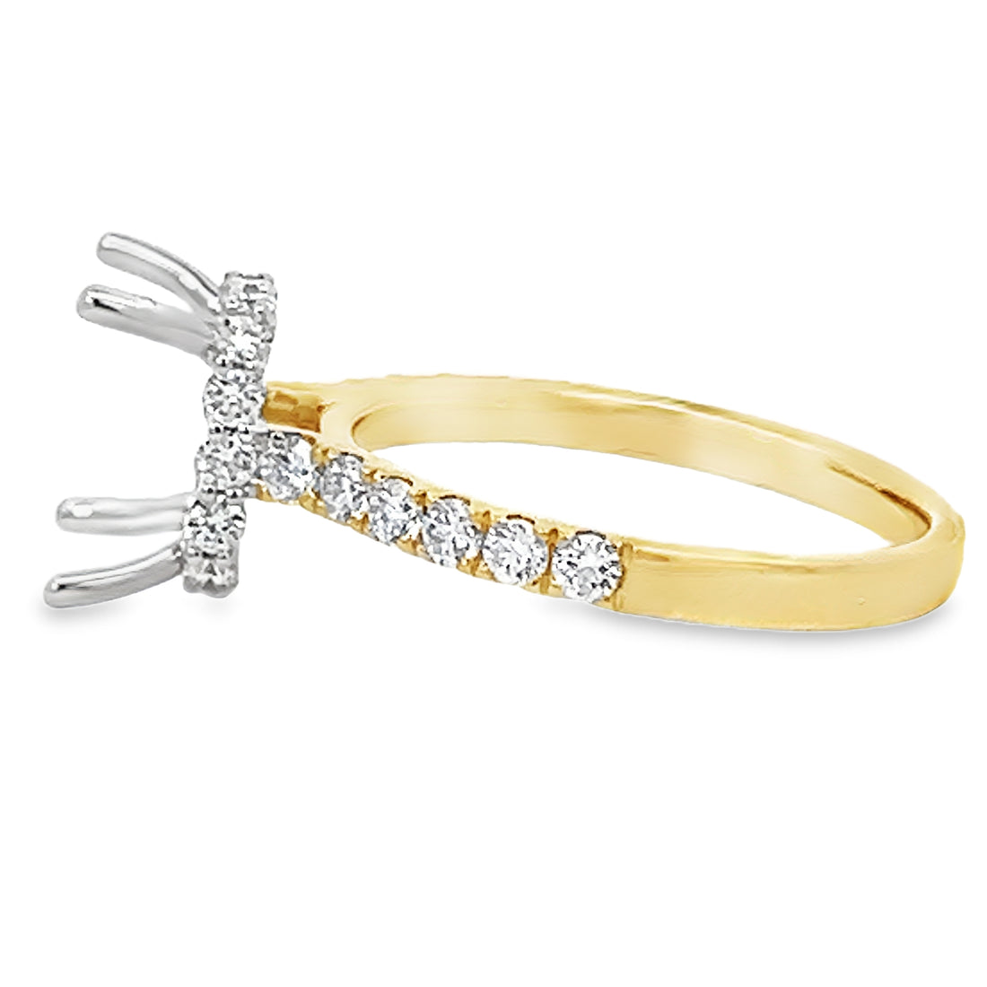 18kt Tu-Tone Gold Hidden Halo Natural Diamonds Semi-Mount Ring (0.69ct)