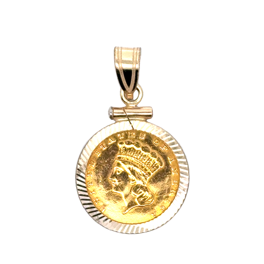 14kt Yellow Gold Fluted Bezel Coin Pendant (1.7g)