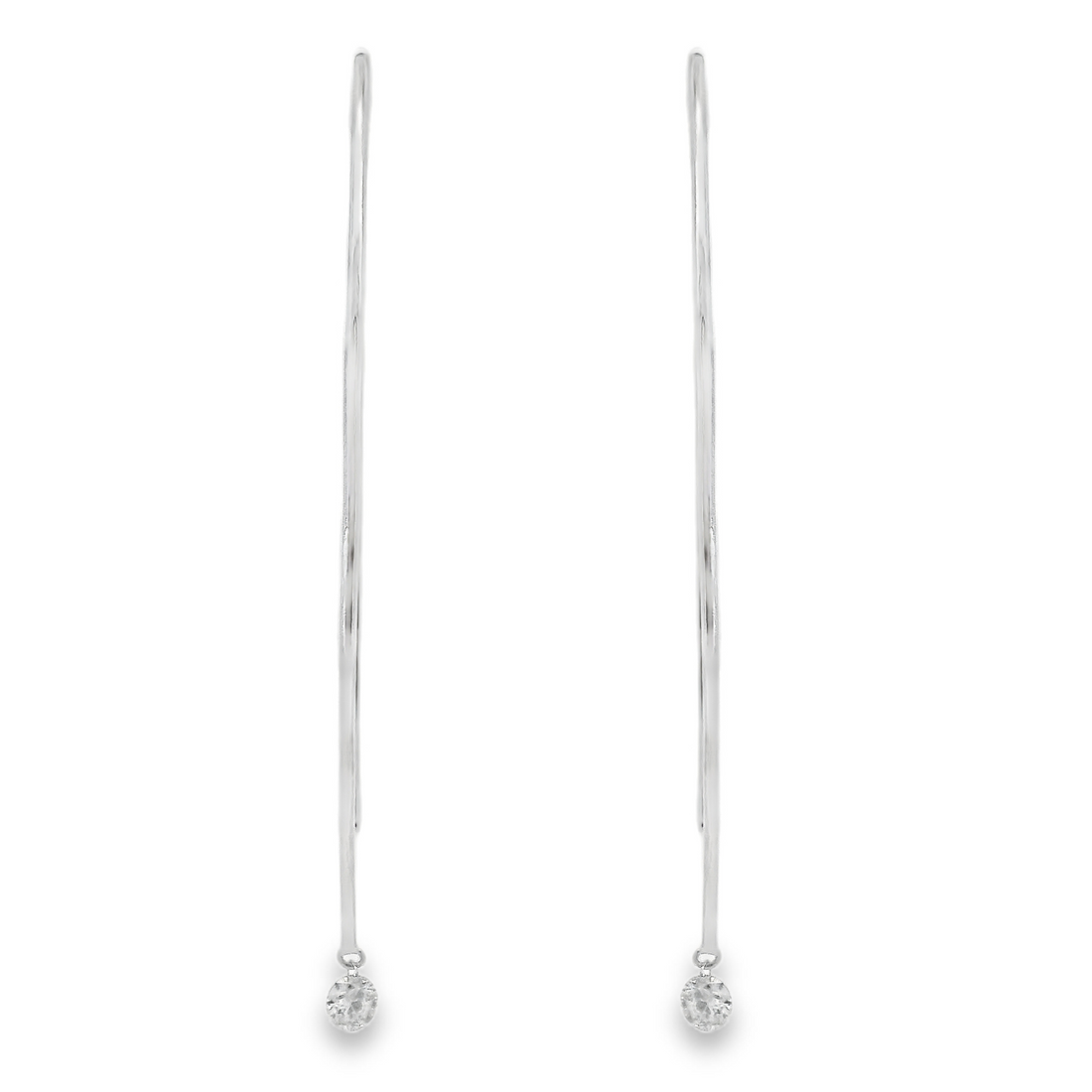 18kt White Gold Round Natural Diamond Ear Wire Drop Earrings (.39ct)