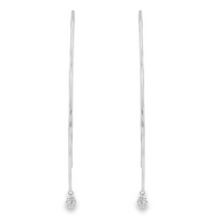 18kt White Gold Round Natural Diamond Ear Wire Drop Earrings (.39ct)
