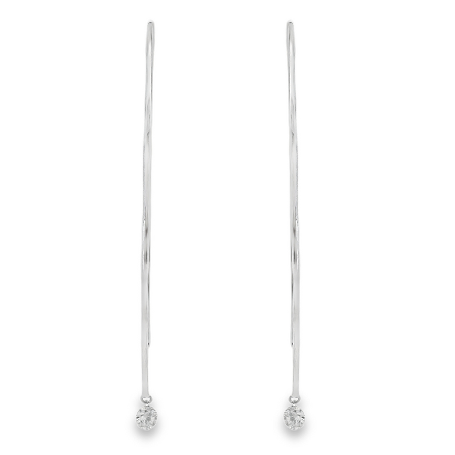 18kt White Gold Round Natural Diamond Ear Wire Drop Earrings (.39ct)