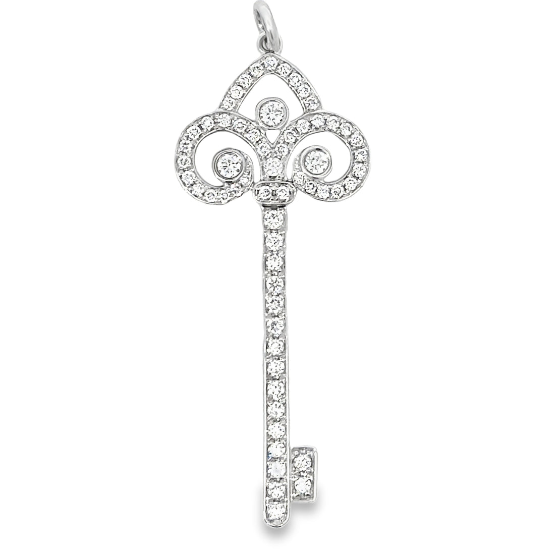 18kt White Gold Natural Diamond Key Pendant (0.6ct)