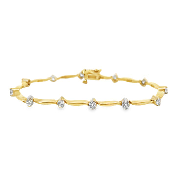 14kt Two-Tone Natural Round Diamond Tennis Bracelet (1.57ct)