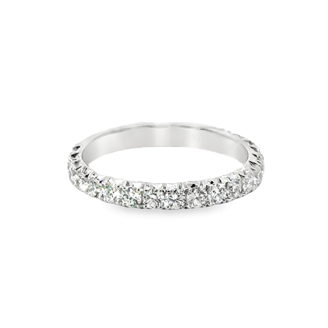 18kt White Gold Natural Round Diamond French Pave Wedding Ring (0.74ct)