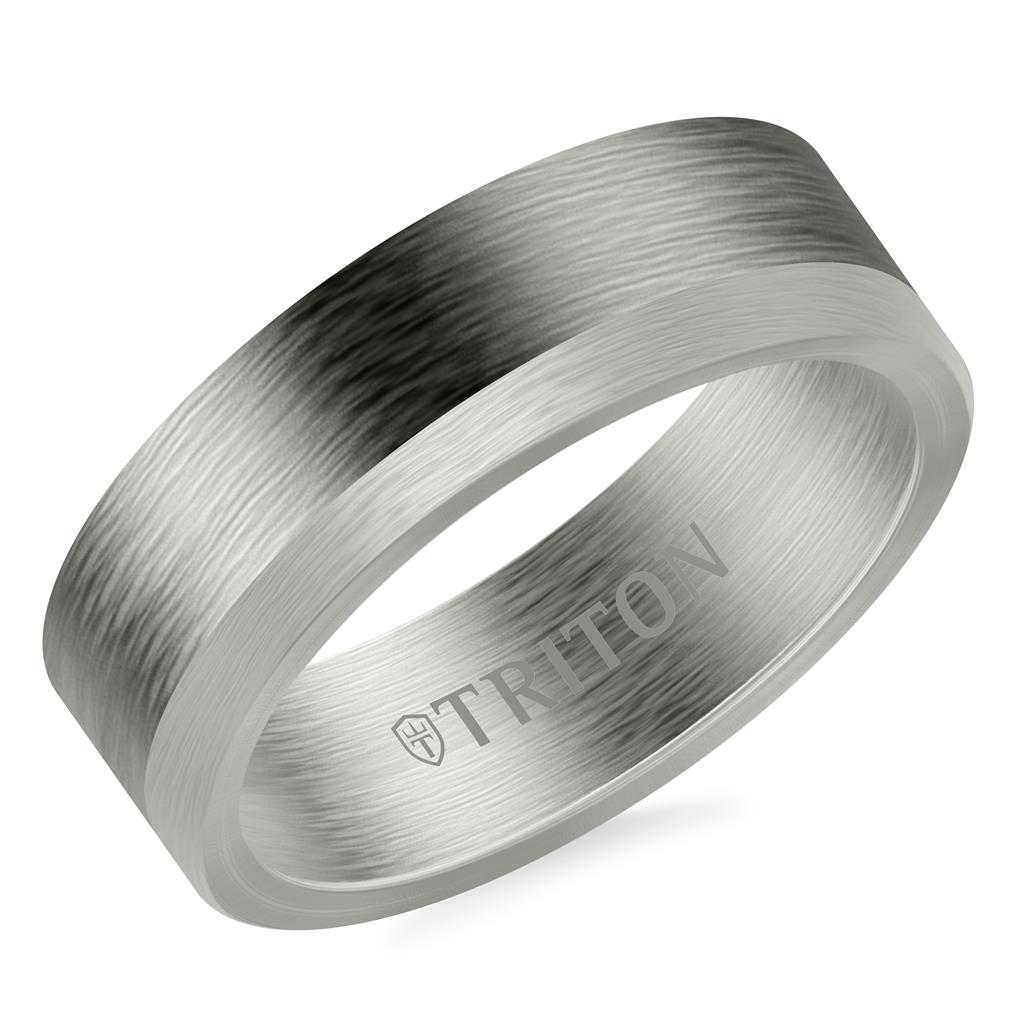 Triton 14K White Gold and Tantalum Inlay 7.0mm Ring