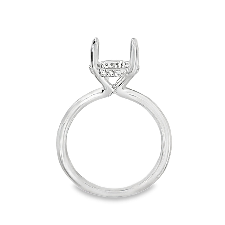 18kt White Gold Hidden Halo Natural Diamonds Semi-Mount Ring (0.11ct)