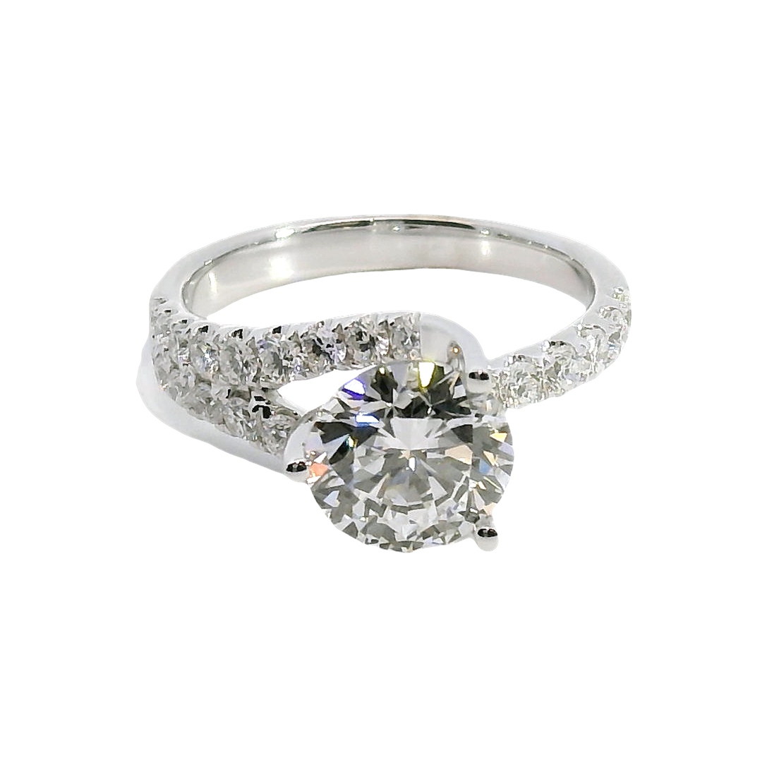 18kt White Gold Contemporary Natural Diamonds Semi-Mount Ring (0.71ct)