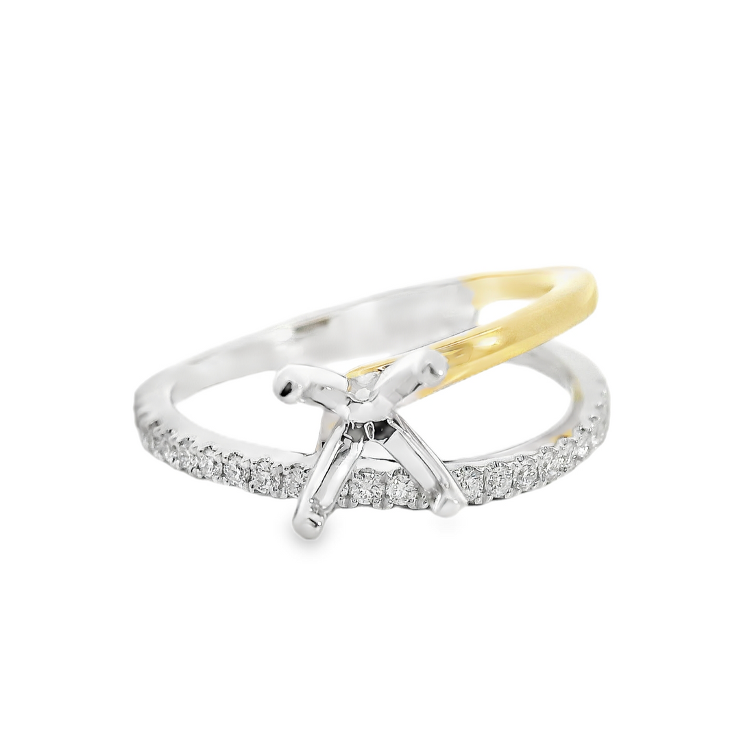 18kt Two-Tone Natural Round Diamond Semi-Mount Ring (.19ct)