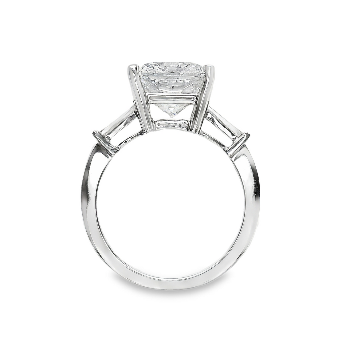 18kt White Gold Lab-Grown Cushion & Natural Baguette Diamonds Engagement Ring (4.30ct)