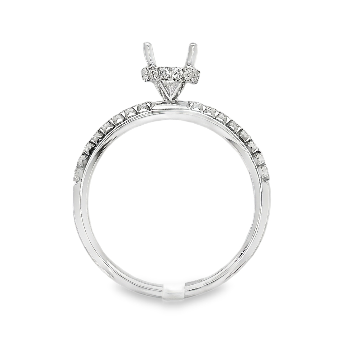 18kt White Gold Full-Cut Diamond Hidden Halo Semi-Mount Ring (.26ct)