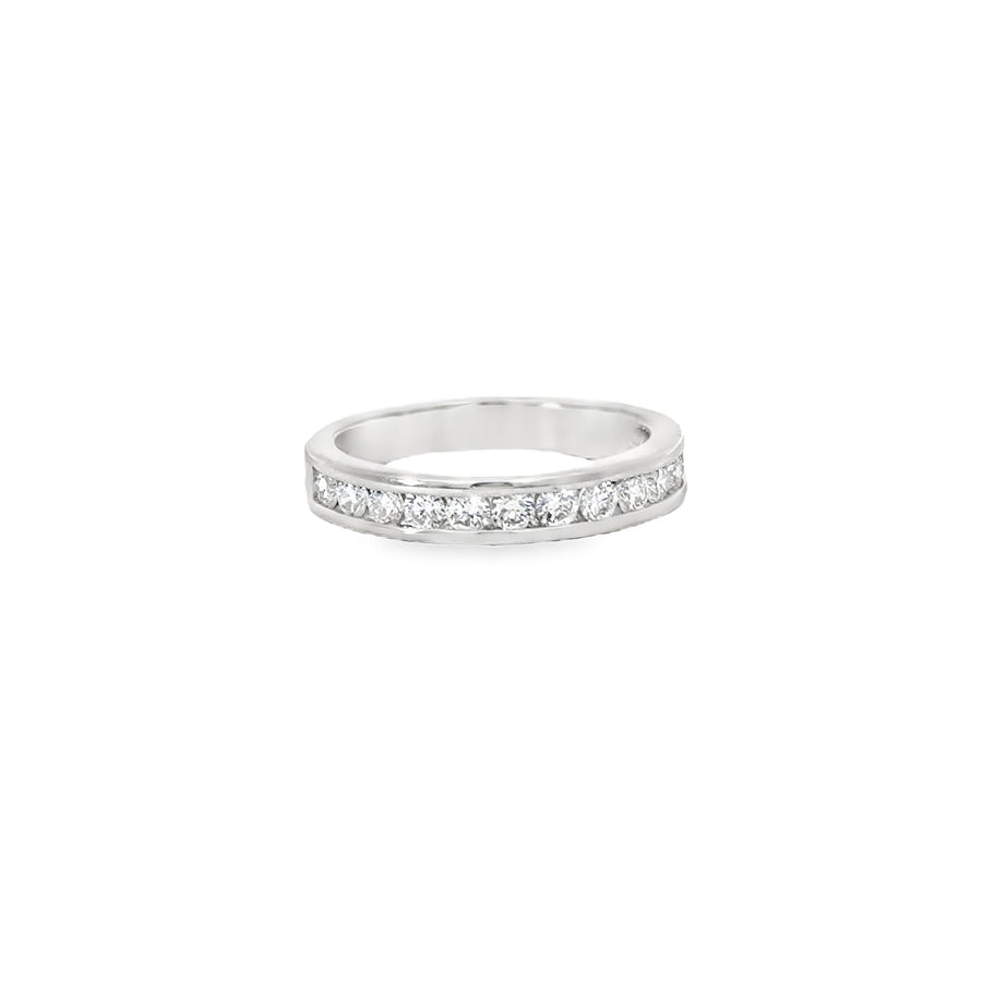 18K White Gold Natural Round Diamond Wedding Ring (.67ct)