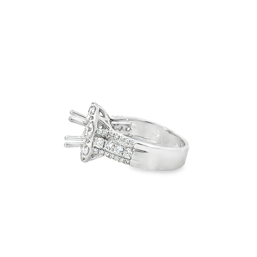 18kt White Gold Halo Natural Diamonds Semi-Mount Ring (1.95ct)