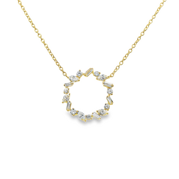 18kt Yellow Gold Natural Round and Marquise Diamond Circle Pendant (.30ct)