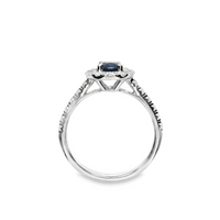 18kt White Gold Natural Oval Sapphire and Natural Round Diamond Halo Ring (1.29ct)