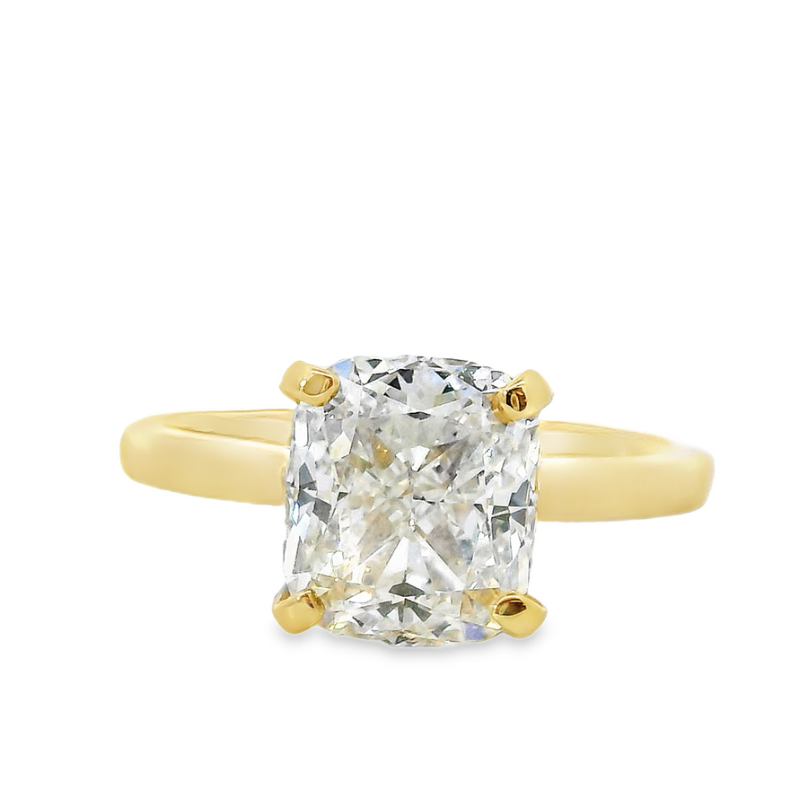 18kt Yellow Gold Lab-Grown Cushion Diamond Engagement Ring (3.12ct)