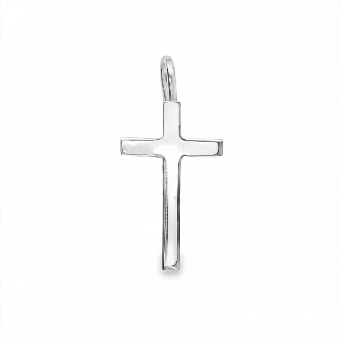 18kt White Gold Italian Made Cross Charm (1.20g)